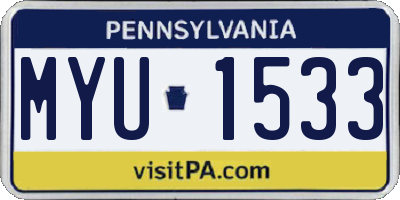 PA license plate MYU1533
