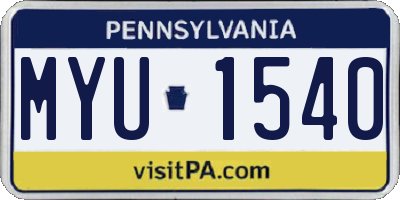 PA license plate MYU1540