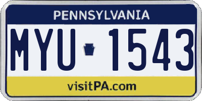 PA license plate MYU1543