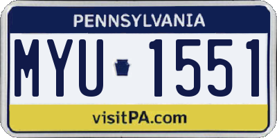 PA license plate MYU1551