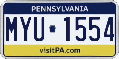PA license plate MYU1554