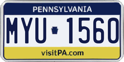 PA license plate MYU1560