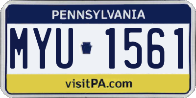 PA license plate MYU1561
