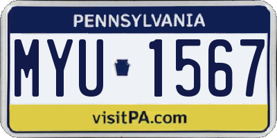 PA license plate MYU1567