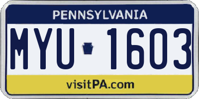 PA license plate MYU1603