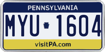 PA license plate MYU1604