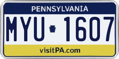 PA license plate MYU1607