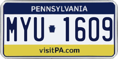 PA license plate MYU1609