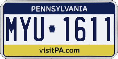 PA license plate MYU1611