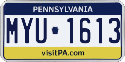 PA license plate MYU1613