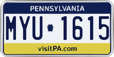 PA license plate MYU1615