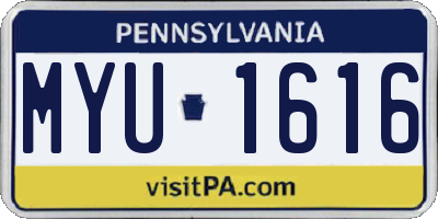 PA license plate MYU1616