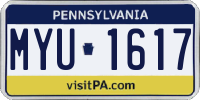 PA license plate MYU1617
