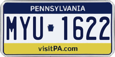 PA license plate MYU1622