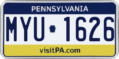 PA license plate MYU1626