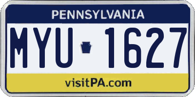 PA license plate MYU1627
