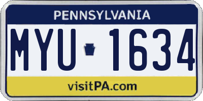 PA license plate MYU1634