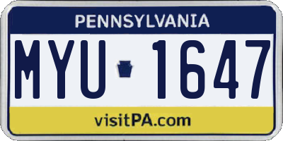 PA license plate MYU1647