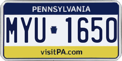 PA license plate MYU1650