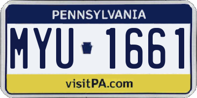 PA license plate MYU1661