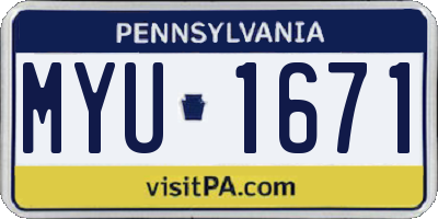 PA license plate MYU1671