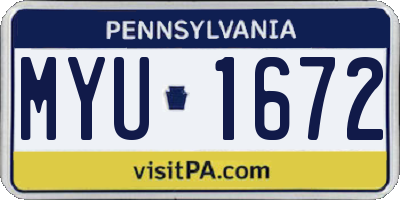 PA license plate MYU1672