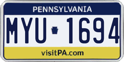 PA license plate MYU1694