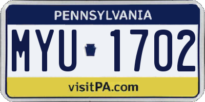 PA license plate MYU1702