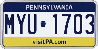 PA license plate MYU1703