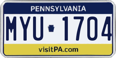 PA license plate MYU1704