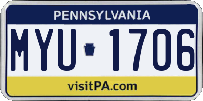PA license plate MYU1706