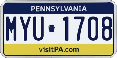 PA license plate MYU1708