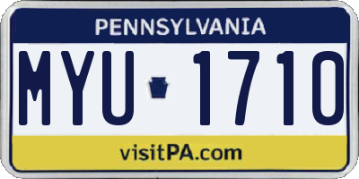PA license plate MYU1710