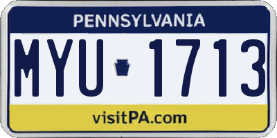 PA license plate MYU1713
