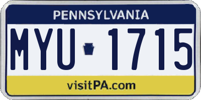 PA license plate MYU1715