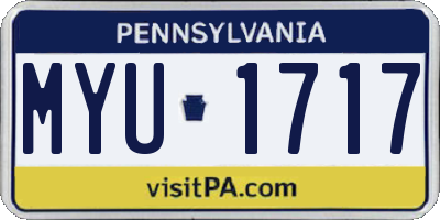 PA license plate MYU1717