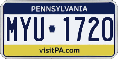 PA license plate MYU1720