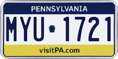 PA license plate MYU1721