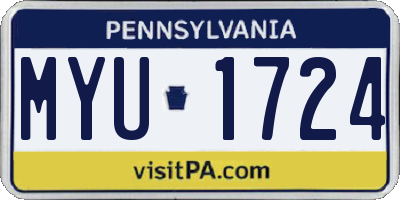 PA license plate MYU1724