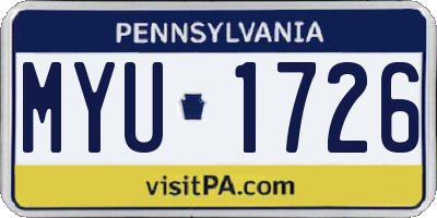 PA license plate MYU1726