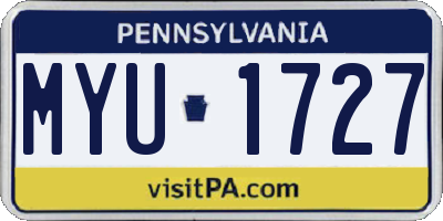 PA license plate MYU1727