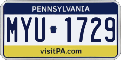 PA license plate MYU1729
