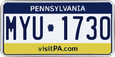 PA license plate MYU1730