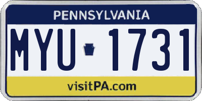 PA license plate MYU1731