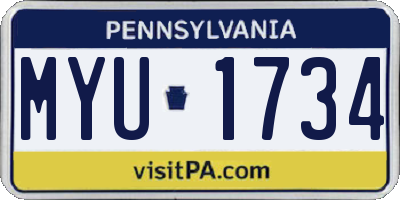 PA license plate MYU1734