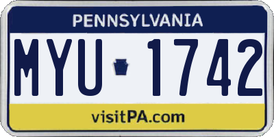 PA license plate MYU1742
