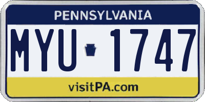 PA license plate MYU1747