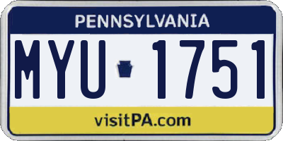 PA license plate MYU1751