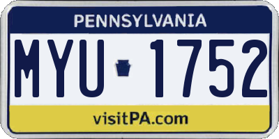 PA license plate MYU1752