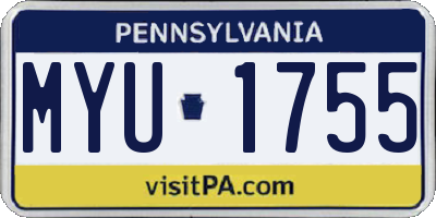 PA license plate MYU1755
